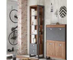 Bücherregal in Eiche dunkel Schiefer Grau 200 cm hoch