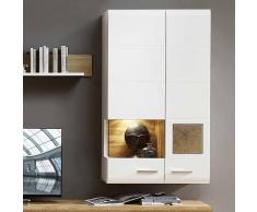 Hängevitrine in Weiß Holz Dekor LED Beleuchtung