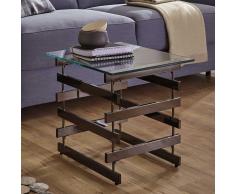 Glas Sofatisch in Anthrazit Nickelfarben modern