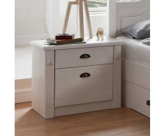Massivholz Nachtkonsole in Weiß Kiefer Landhausstil (2er Set)