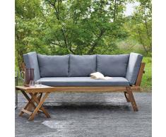 Gartensofa mit klappbaren Armlehnen Hellgrau Taupe Stoff