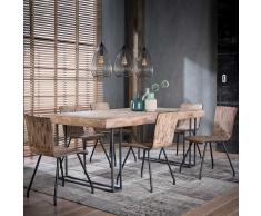 Esstischgruppe aus Teakholz und Stahl Loft Style (7-teilig)