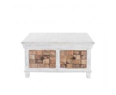 Couchtisch im Shabby Chic Design Mangobaum Massivholz Weiß