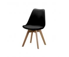 Schalenstuhl in Schwarz Kunststoff Buche Massivholz (4er Set)