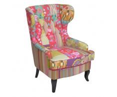 Patchwork Ohrenbackensessel in Bunt Stoff