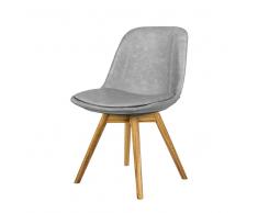 Esstischstuhl Set mit Schalensitz in Grau Eiche Massivholz (2er Set)