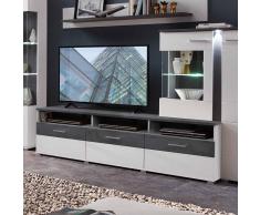 TV Board in Dunkelgrau und Weiß 200 cm breit