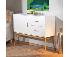 Wohnzimmer Kommode in Weiß Bambus Retro Design