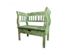 Shabby Sitzbank in Grün Armlehnen