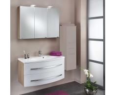 Waschtisch in Weiß Eiche mit Spiegelschrank (2-teilig)