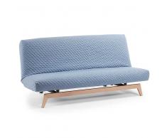 Schlafcouch in Hellblau Webstoff Bezug waschbar