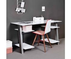 Schreibtisch mit weißer Glasplatte 140 cm