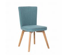 Retro Stuhl in Blau Stoff massiv (2er Set)