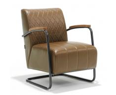 Freischwinger Sessel in Hellbraun Kunstleder Metall