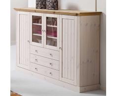 Landhaus Highboard in Weiß Kiefer massiv