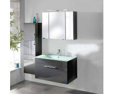 Badezimmermöbel Set in Anthrazit Hochglanz mit Waschtisch (3-teilig)