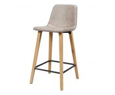 Barstuhl in Braun Kunstleder Eiche Massivholz (4er Set)