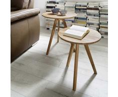 Couchtisch Set aus Eiche Massivholz Rund (2-teilig)