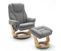TV Relaxsessel in Grau Kunstleder Hocker (2-teilig)