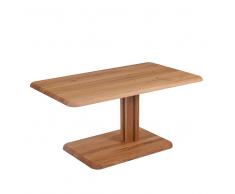 Wohnzimmer Couchtisch aus Wildeiche Massivholz rollbar und höhenverstellbar