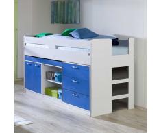 Halbhohes Bett mit Stauraum Weiß Blau