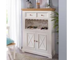 Barschrank in Weiß und Eichefarben Landhausstil
