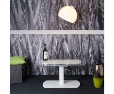 Design Couchtisch in Weiß Glas höhenverstellbar