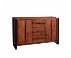 Sideboard im Loft Design Akazie Massivholz Metall Schwarz