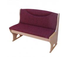 Stauraumbank in Dunkelrot und Buche 120 cm breit