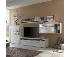 Hochglanz Wohnwand mit LED Beleuchtung 380 cm breit (4-teilig)