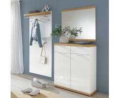 Garderobenset in Weiß Hochglanz Eiche furniert (3-teilig)