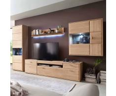 Wohnzimmer Wohnwand aus Eiche Bianco 330 cm breit (4-teilig)