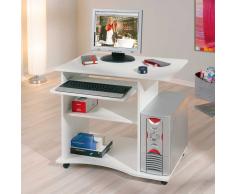 Computertisch in Weiß fahrbar
