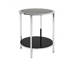 Ablagetisch in Schwarz Glas Rund