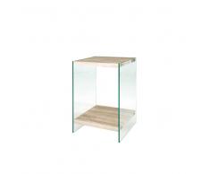 Beistelltisch mit Eiche Dekor Glas
