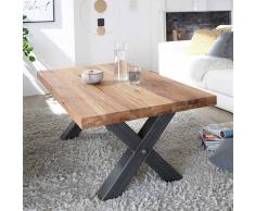 Wohnzimmer Couchtisch mit X Fußgestell Wildeiche Massivholz