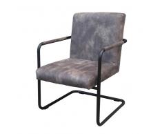 Design Freischwinger im Industry Look Grau Stoff (2er Set)