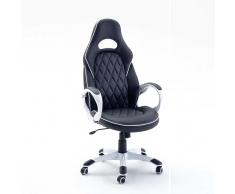 Büro Drehstuhl im Racer Style Schwarz Weiß