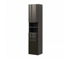 Badezimmer Hochschrank in Dunkelgrau Hochglanz 40 cm breit
