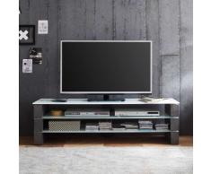 TV Lowboard in Grau Beton Weißglas