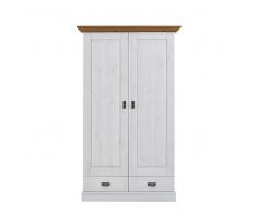 Garderobenschrank im Landhaus Design Weiß Kiefer massiv