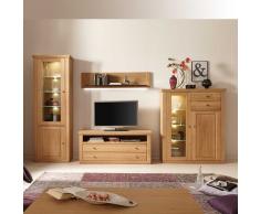 Wohnzimmer Anbauwand aus Eiche Bianco geölt Beleuchtung (4-teilig)