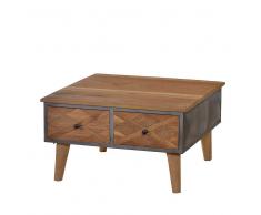Wohnzimmer Couchtisch aus Teak Massivholz Stahl Retro