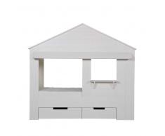 Massivholz Kinderbett in Haus Optik Kiefer Weiß