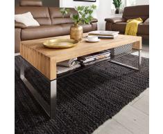 Wohnzimmer Couchtisch aus Eiche massiv Glas