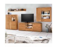 TV Anbauwand aus Eiche Massivholz LED Beleuchtung (4-teilig)