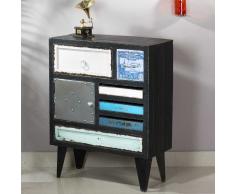 Vintage Kommode in Schwarz Bunt Antik Finish