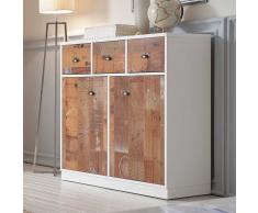Design Kommode im Used Look Braun Weiß