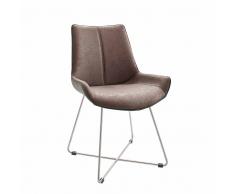 Design Stuhl in Braun Antik Style Edelstahl (2er Set)