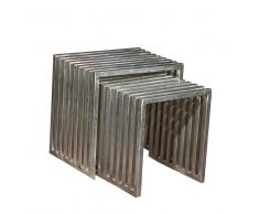 Beistelltisch Set aus vernickeltem Eisen Industriedesign (2-teilig)